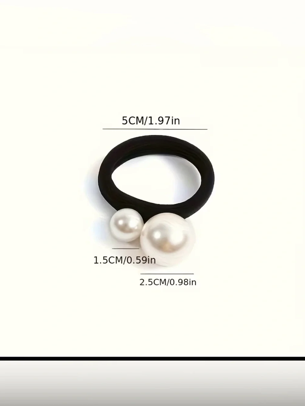 Elegant Pearl Duo Hair Tie - White Pearlescent Accent set of 2